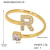 Qiong Yao 26-Letter Zircon Inlaid Jewelry Set: Gold-Plated Titanium Steel Necklace, Bracelet, Ring, and Stud Earrings.