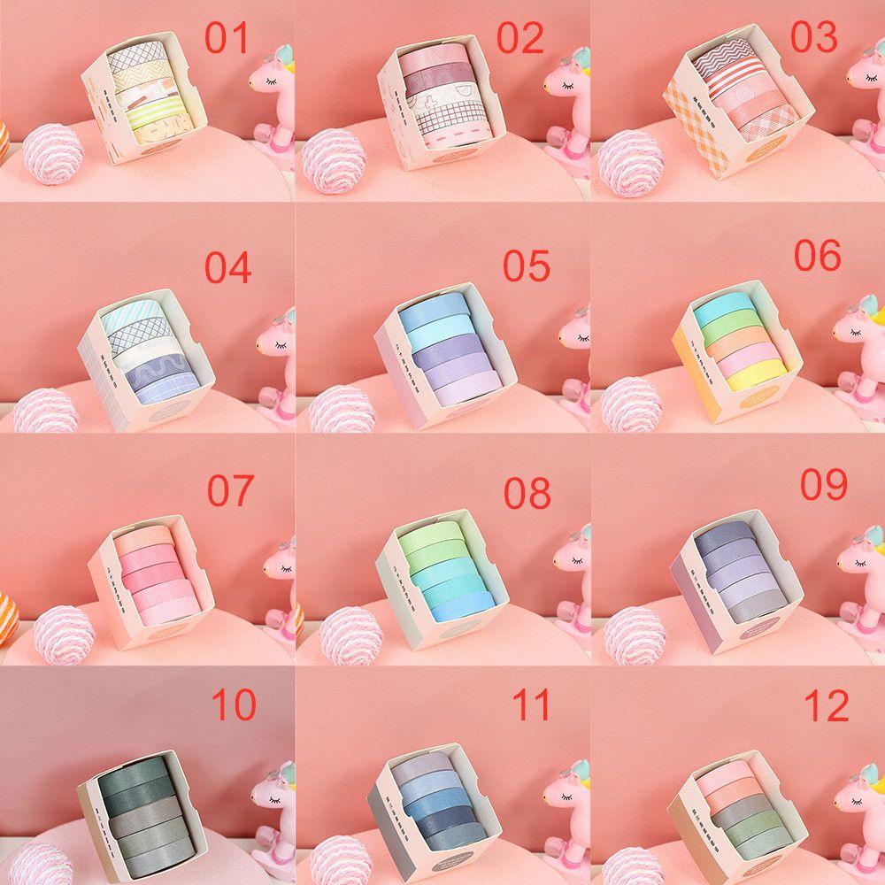 5Rolls/box Decorative Stationery School Adhesive Scrapbooking Washi Tape Masking Tape