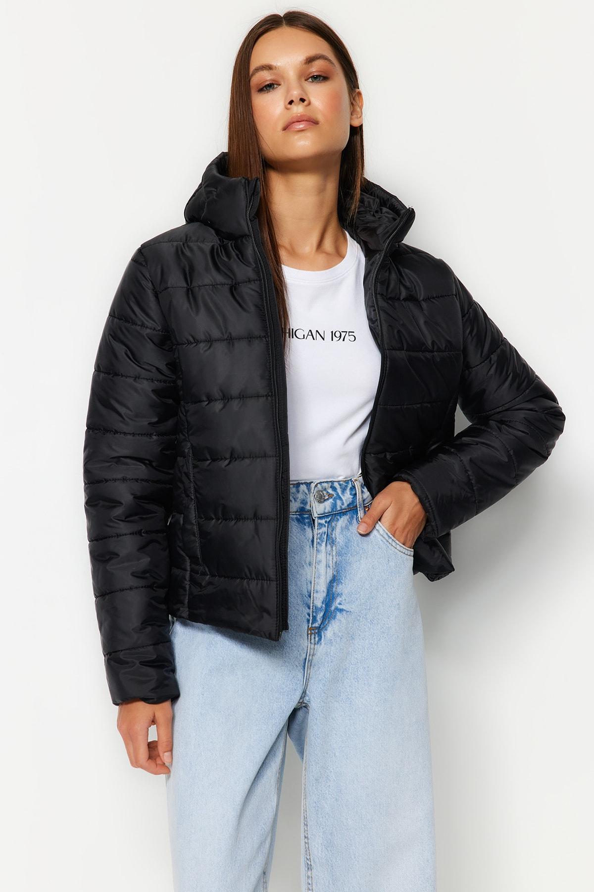 

Женское модное новое пальто, черное водоотталкивающее стеганое пальто с капюшоном и капюшоном