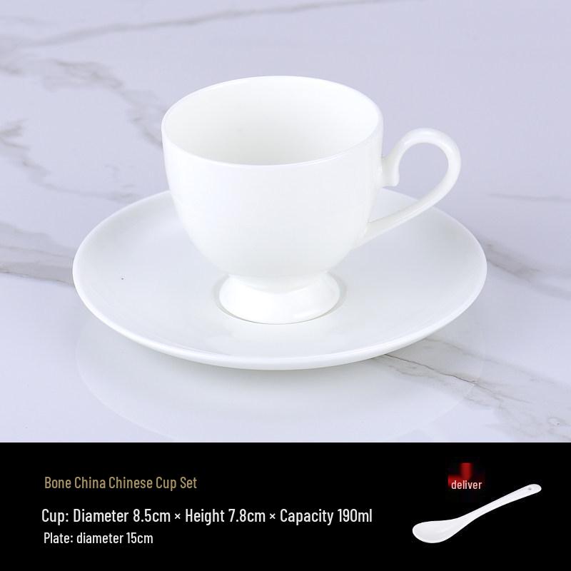 Luxurious Bone China Gold Rim Coffee Cup & Saucer Set - Pure White Ceramic English Style for Hotels and European Coffee Service