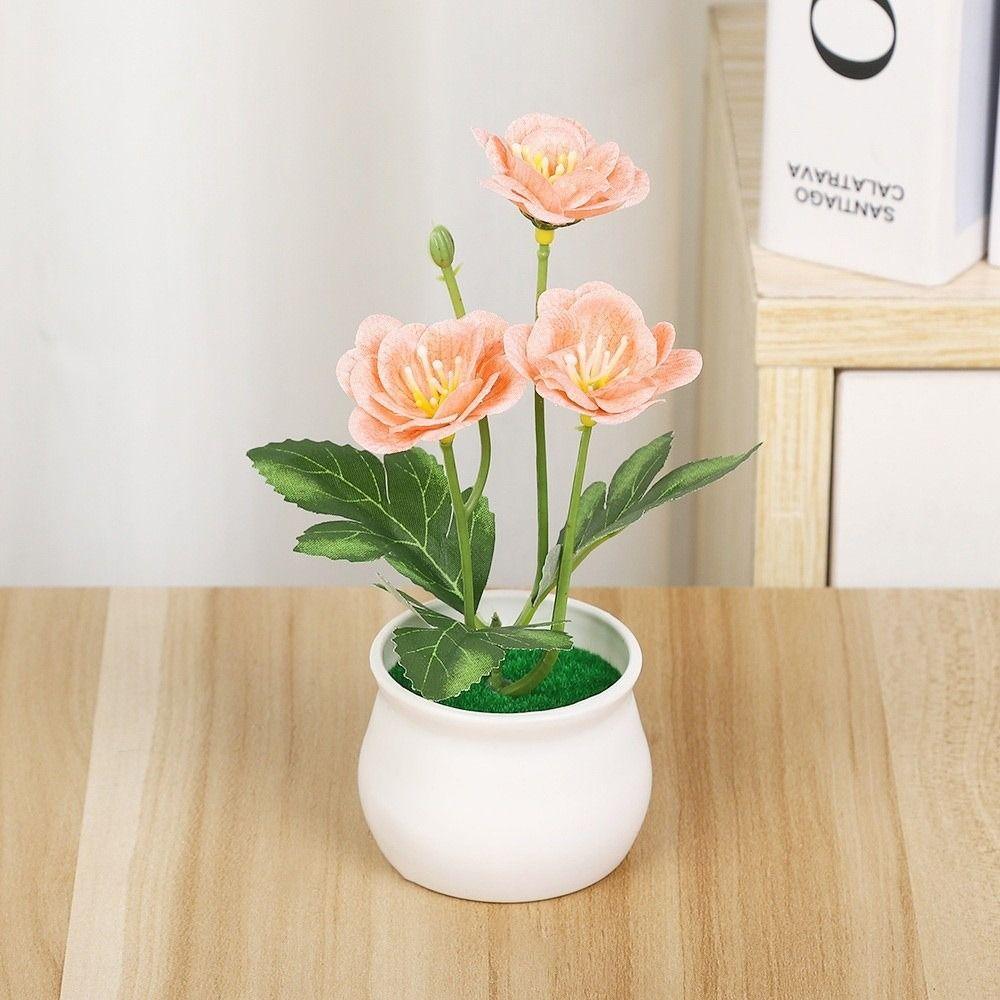 Fleur Artificielle Plante Fleur de Prunier Présentoir de Comptoir Plante Artificielle Fleur en Pot Décoration de Maison