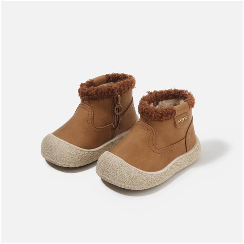 

Winter Baby Snow Boots Leather Thick Plush Warm Waterproof Shoes for Toddler Kids EU 16-26 Little Girls Boys Warmth 27 коричневий