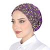 Elegant Glittery Chemo Cap Embroidery Beaded African Headwrap Muslim Inner Hijab Hat  For Women