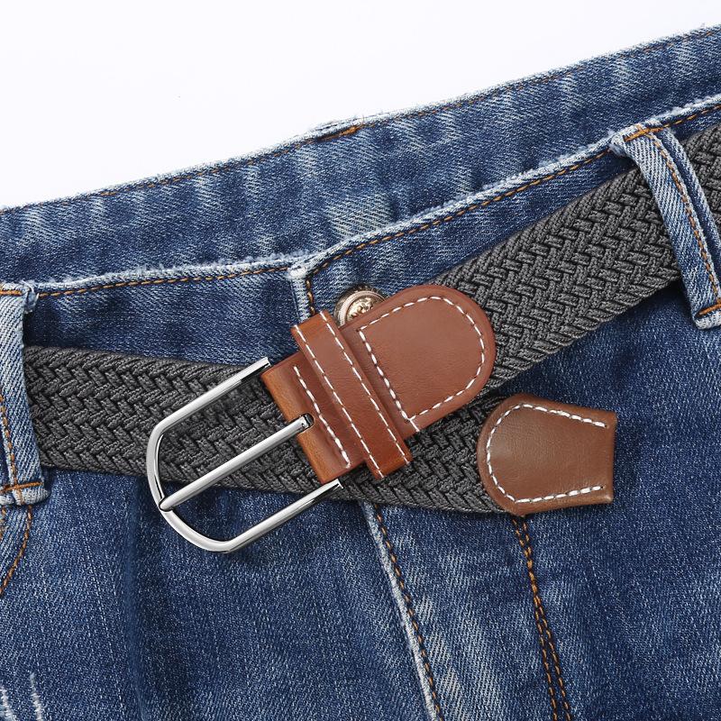 Casual Belt Multi-Color Elastic Pin Buckle Belt Leather Men'S Elastic Woven Belt