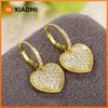 Huitan Sparkling Heart Dangle Earrings for Women Luxury Trendy Wedding Accessories Statement Love Earrings Fancy Gift Jewelry
