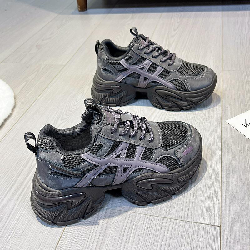 Star with the Same 2025 Spring Small Women's Single Shoes Mesh Breathable Sports Casual Shoes Platform Retro Dad Shoes