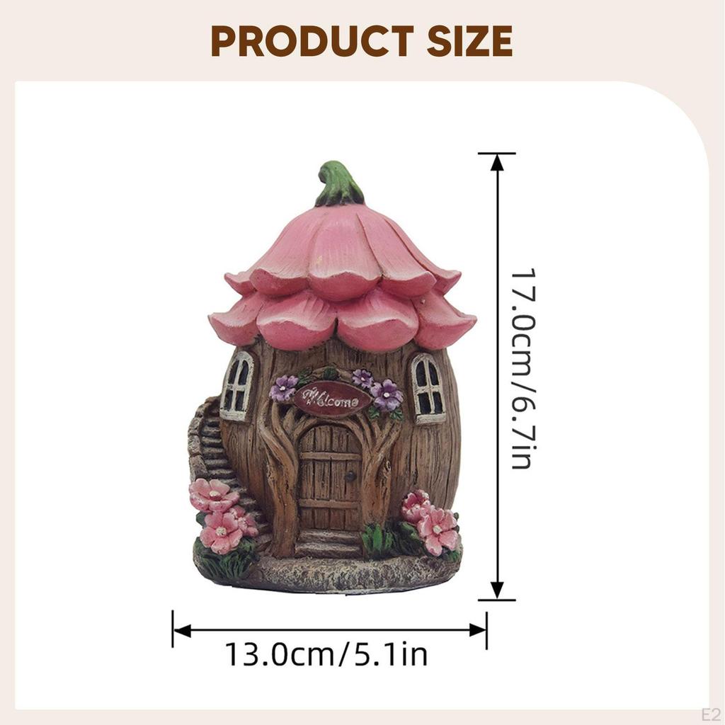 Mushroom Fairy House Figurine, Garden Accessories, Decor for Lawn Terrace Micro