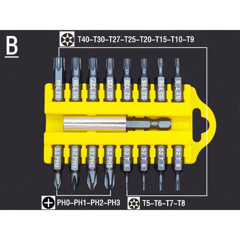 17Pcs S2 Alloy Steel Security Tamper Proof Torx Hex Star Bits Set Magnetic Holder Slotted Cross Head Screwdriver Bit