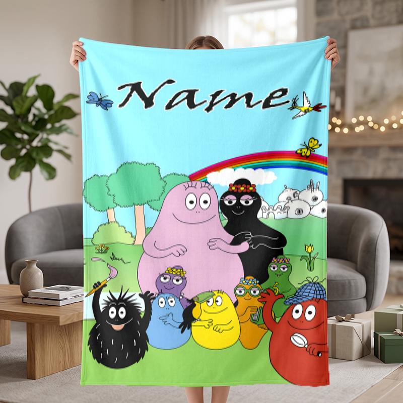 Barbapapa Custom Flannel Blankets Soft Warm Cozy Throws for Home Decor Holiday Gifts