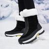 Women's Winter Leather Boots Women Winter Shoes Keep Warm Non-slip Black Snow Boots Ladies Lace-up  White Boots