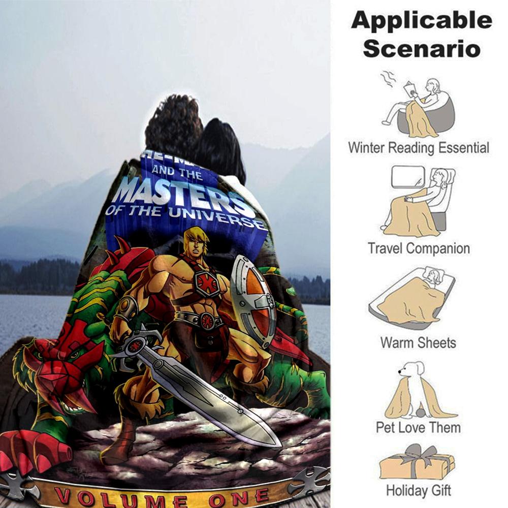 Heman Masters Universe Adventure Flannel Blanket Super Soft Warm Cozy Blanket For Sofa Bed Office Travel Allseason Home Decor Gift