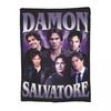 Damon Salvatore The Vampire Diaries Blanket Flannel Throw Blanket Throw Blankets for Home Bedroom Travel Throws Bedspread Quilt