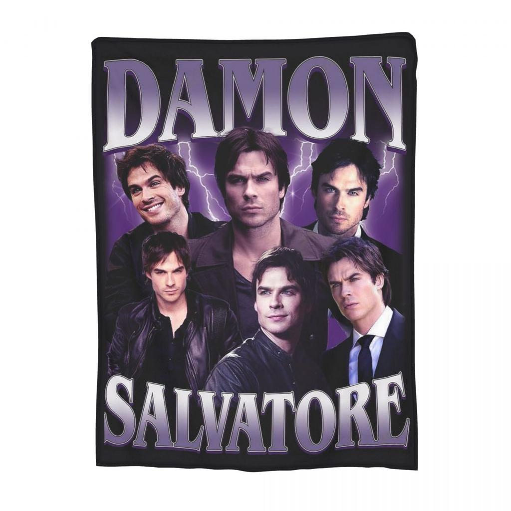 Damon Salvatore The Vampire Diaries Blanket Flannel Throw Blanket Throw Blankets for Home Bedroom Travel Throws Bedspread Quilt