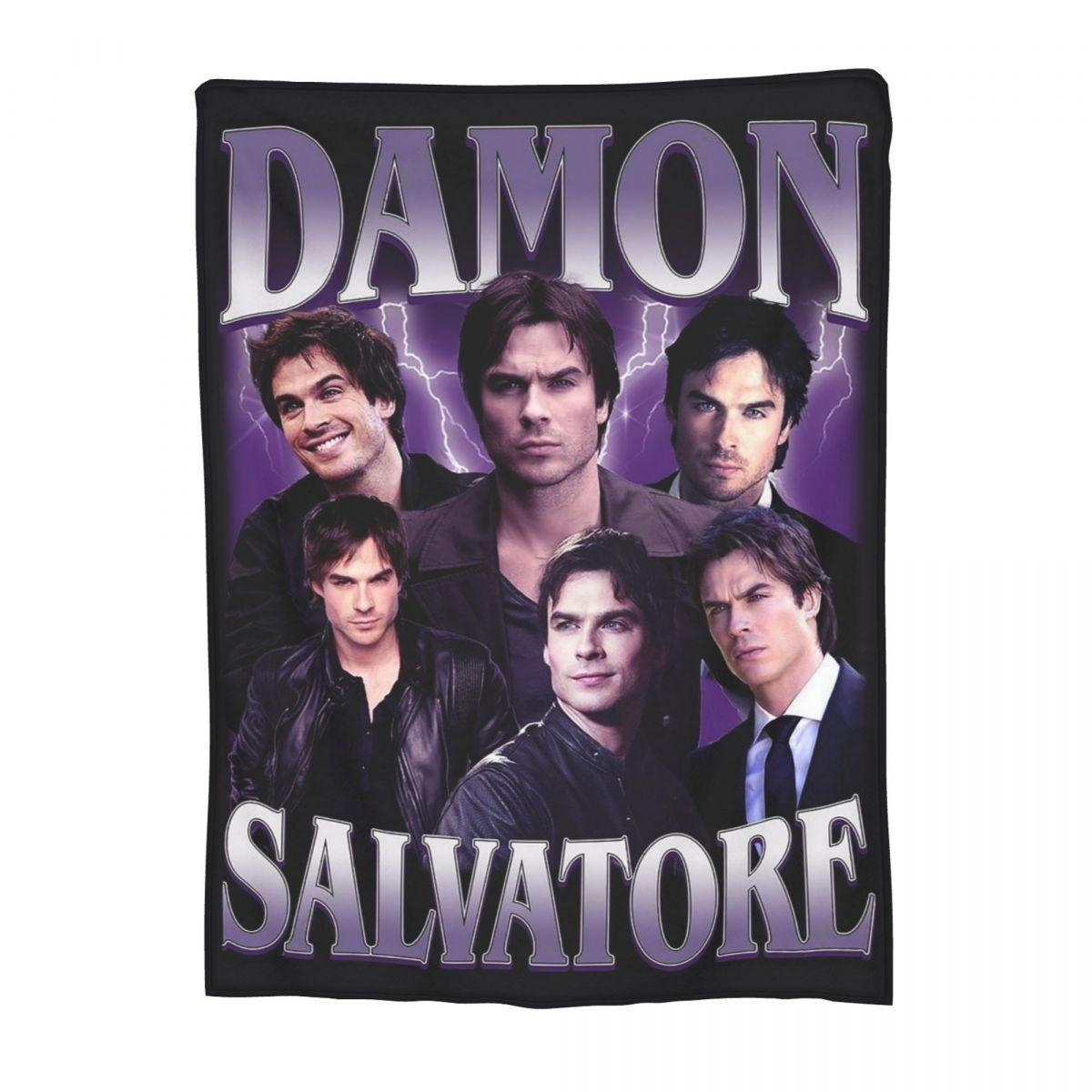 Damon Salvatore The Vampire Diaries Blanket Flannel Throw Blanket Throw Blankets for Home Bedroom Travel Throws Bedspread Quilt 80x120cm