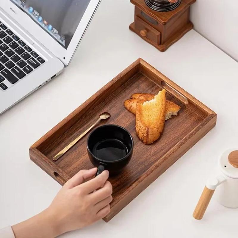 South American Walnut Wood Tray Rectangular Tray Tea Tray Household Tea Cup Storage Dessert Tray Restaurant Hotel Kitchen Decors