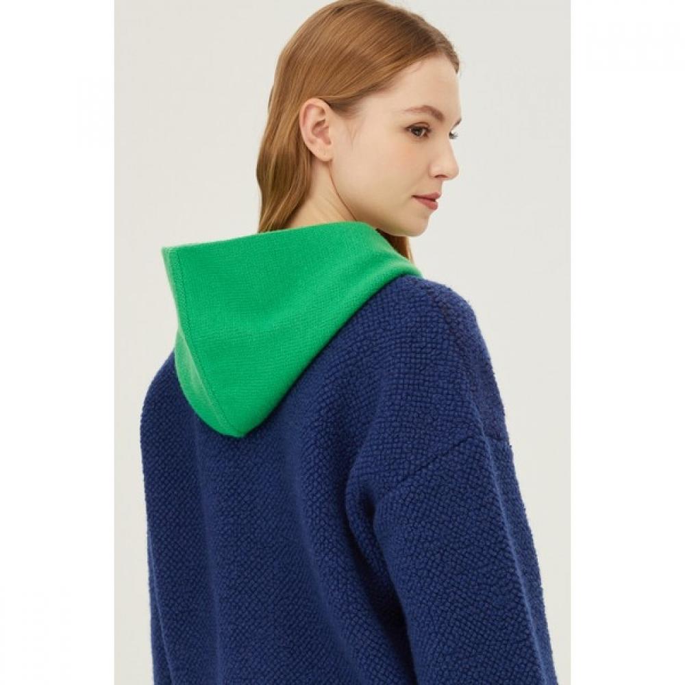 Benetton Bluză tricotată cu glugă și fermoar în blocuri de culoare Bakca1511