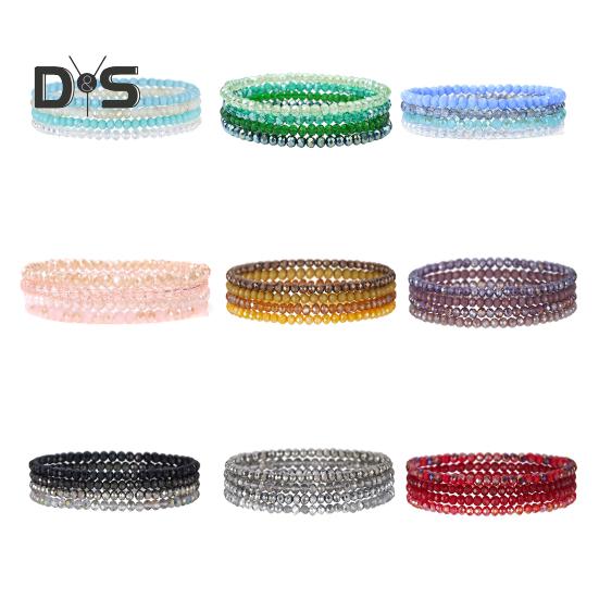 4Pcs/Set Beach Bracelet Fine Workmanship Non-Fading Stacked Bracelet Faux Crystal Versatile Bracelet for Daily Wear