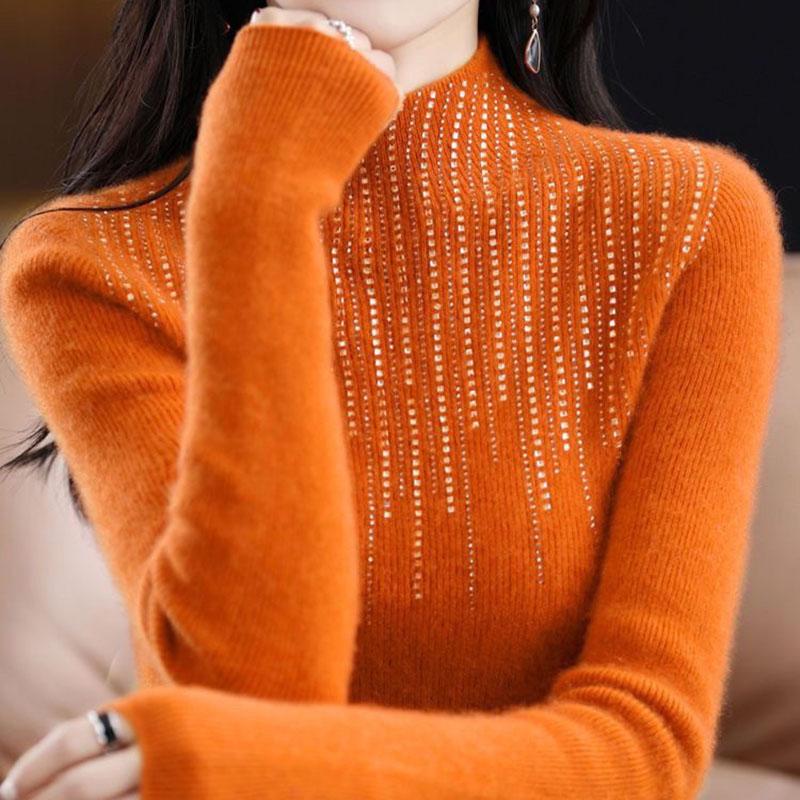 Svetr pro ženy Podzim Zima Lehký Hřejivý Pletený Pružný Topy s dlouhým rukávem