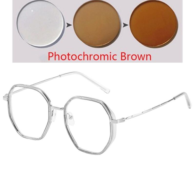 0 -0.5 -0.75 To -6.0 Polygon Student Myopia Eyeglasses Finished Women Men Vintage Metal Prescription Glasses For The Nearsighted