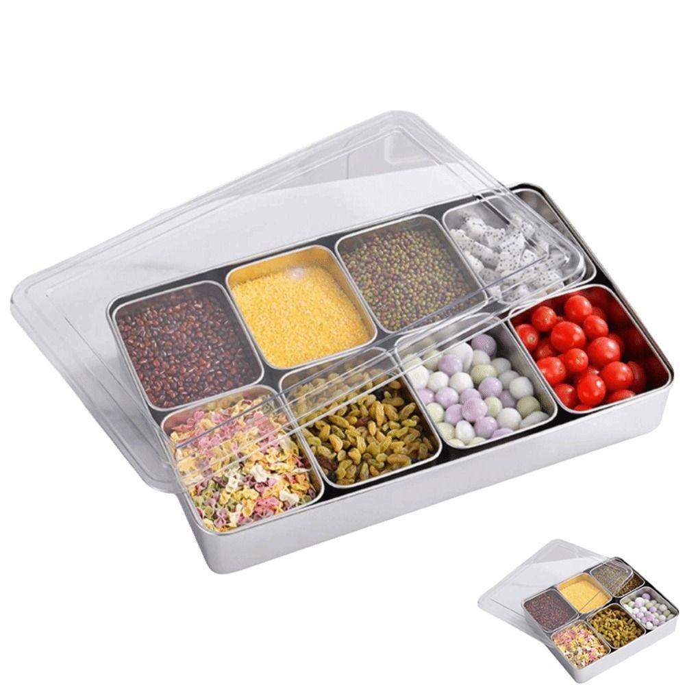 Stainless Steel Storage Seasoning Box PC Cover Condiment Organizer  Restaurant