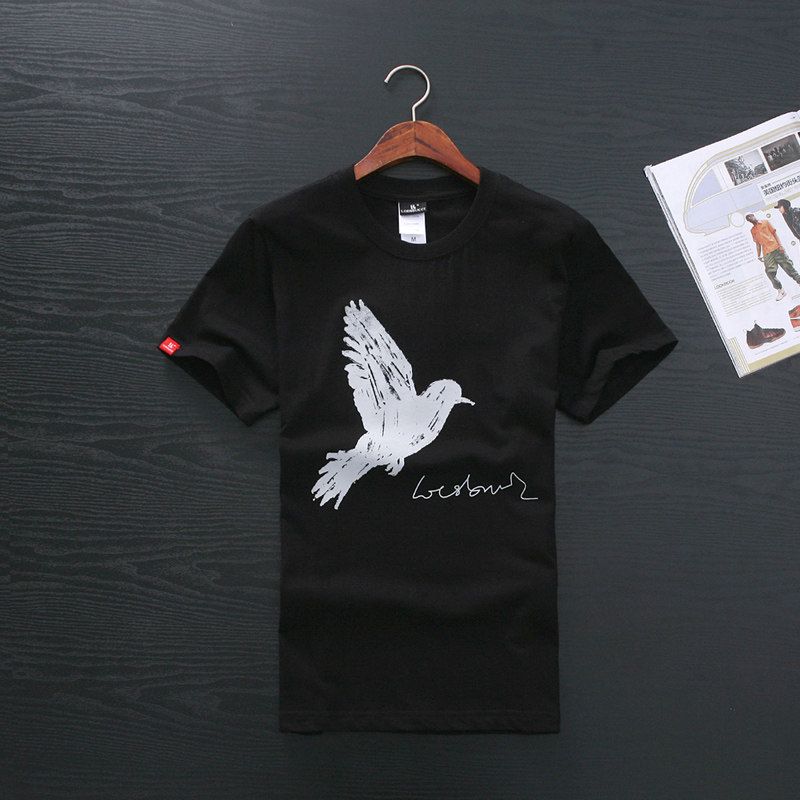 Foreign Trade Overplus Order Men's T-shirt Short Sleeve Cotton Korean Fashion Print Export Original Order Cut the Tag Off Round Neck T-shirt Top