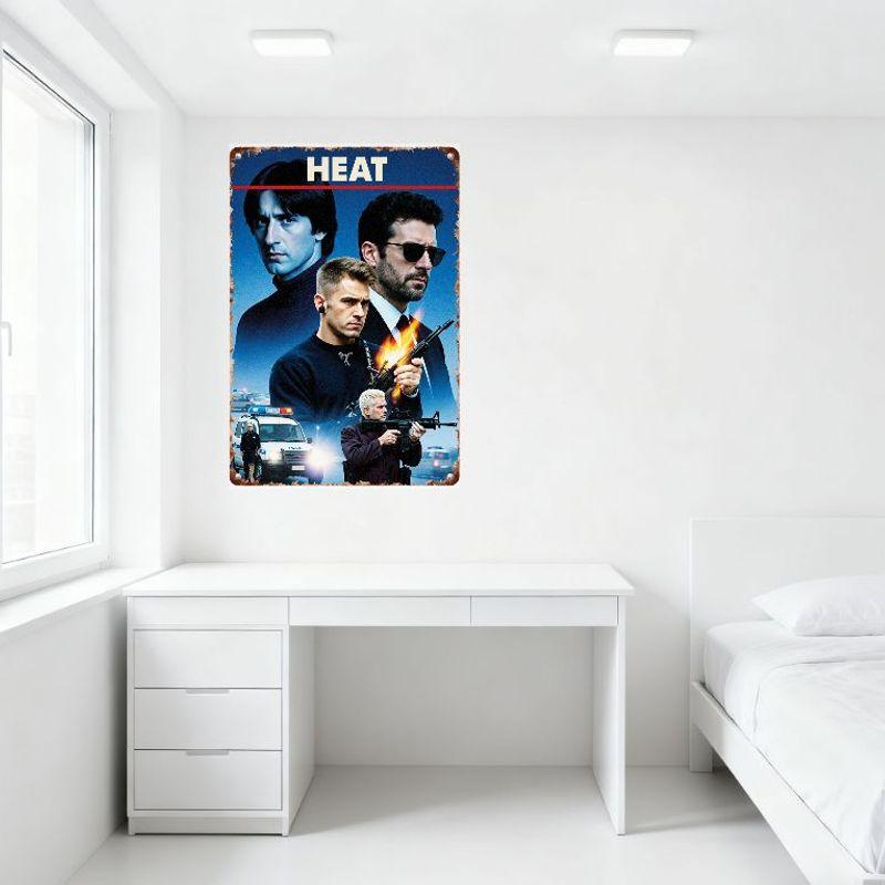 Vintage Rostig Metallskylt Heat Film Affisch Brottsdrama Konst Tennskylt för Man Cave Bar Hem Väggdekor