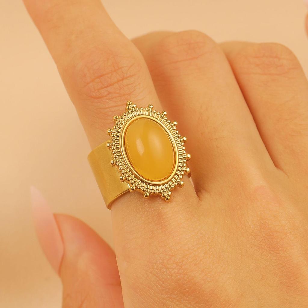 Vintage Turquoise Stainless Steel Open Finger Ring for Women