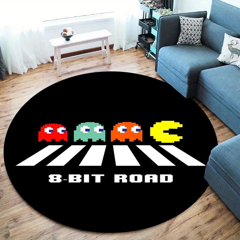 Pac-Man Round Area Rug,Carpet Rug for Living Room Bedroom Sofa Playroom Decor,Non-slip Floor Mat