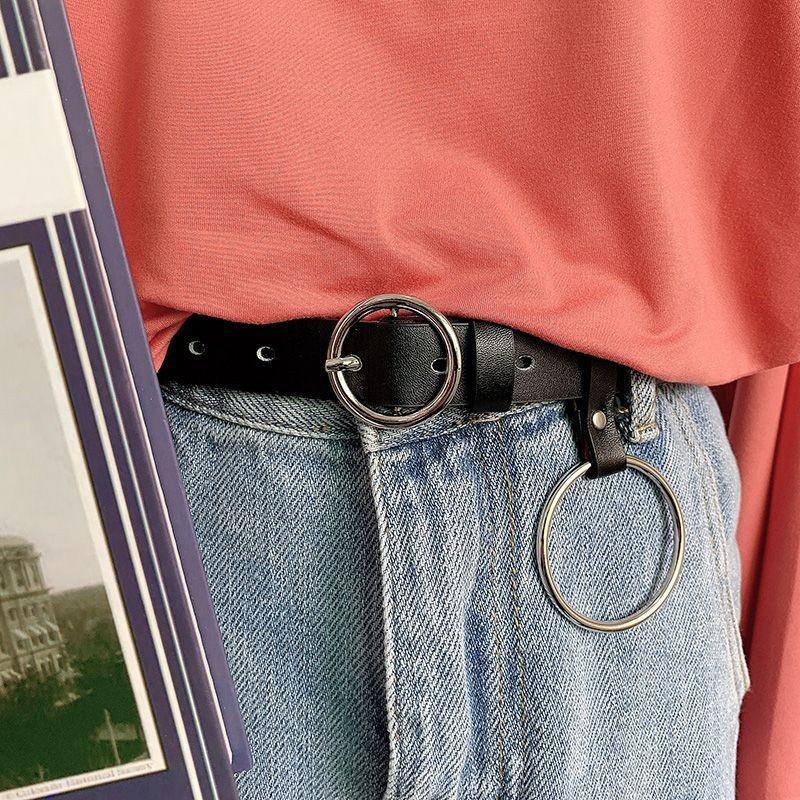 Stylish Womens No-hole Decorative Jeans Belt In Black Versatile Fashion Accessory