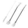 2in1 Stainless Steel Drinking Straw Spoon Yerba Mate Tea Filter Reusable Easy Cleaning Bombilla Gourd Bar Accessories with Brush
