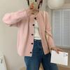 Autumn and Winter New Casual Versatile Solid Color Sweater Jacket Women's Retro Loose Lazy Wind Knitted Cardigan
