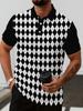 [Printed Design - Not Textured] Casual Printed Shirt, Men's Style, Geometric Pattern Design, Sporty Look, Summer Short Sleeve
