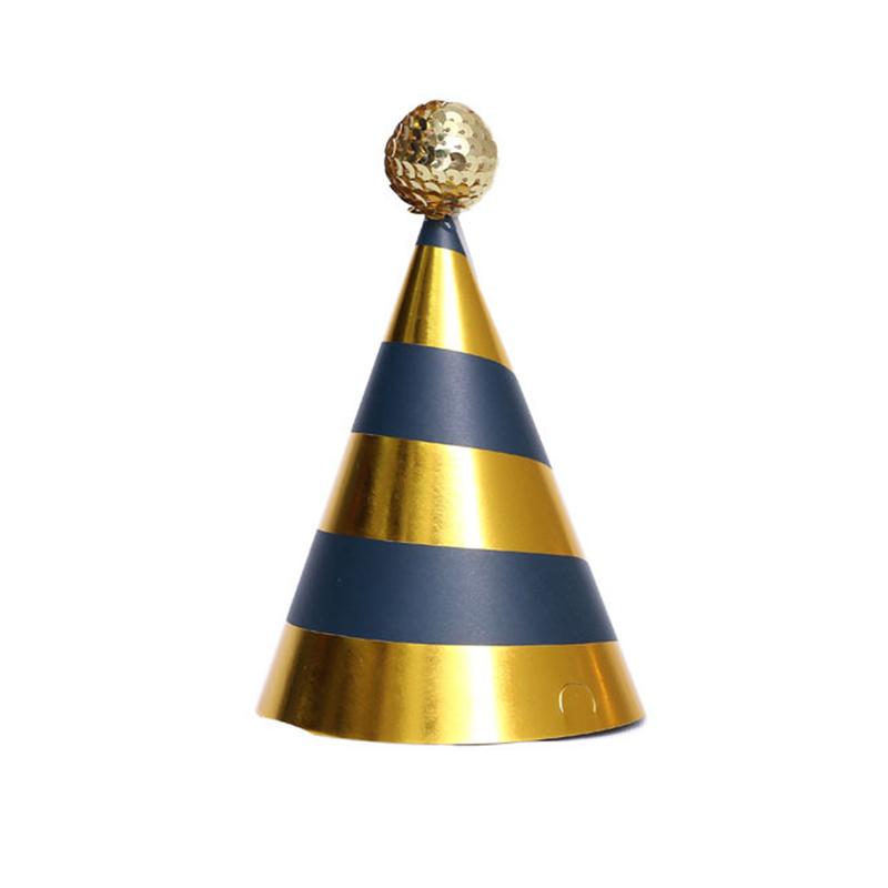 1pc Birthday Hats Kids Boy Girl Black Birthday Party Decorations Happy Birthday Paper Hat Prince Princess Crown