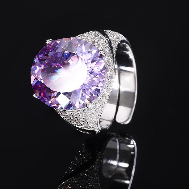 Jewelry Copper Bottom Gold-Plated Retro Simulation Bird'S Nest Cut Colorful Treasure Egg-Shaped Ring Female 14 * 16