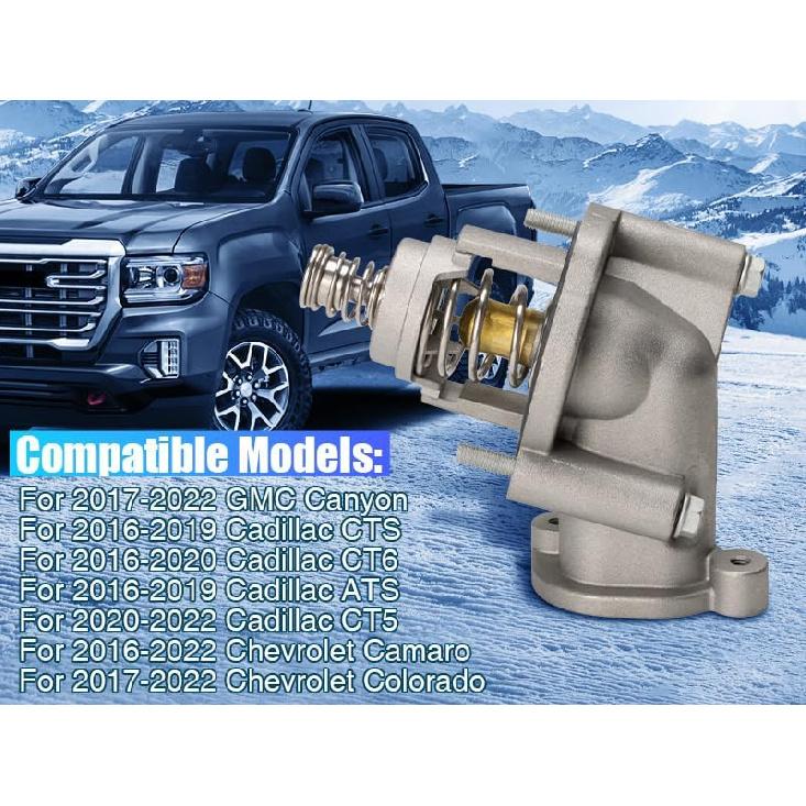 Engine Coolant Thermostat and Housing Assembly 15-81889 12678784 for Cadillac 2020-2022 CT5 2016-2019 CTS ATS CTS Chevy, for 2016-2022 Chevy Camaro,