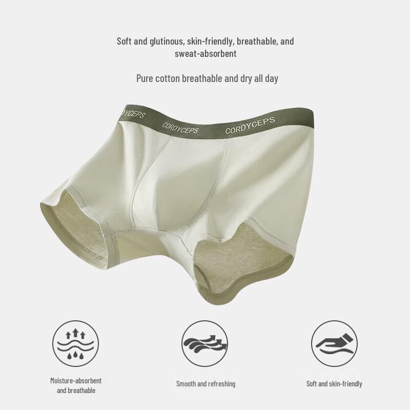 YOUNGYELL Men's Pure Cotton Antibacterial Boxer Briefs - 3 Pack