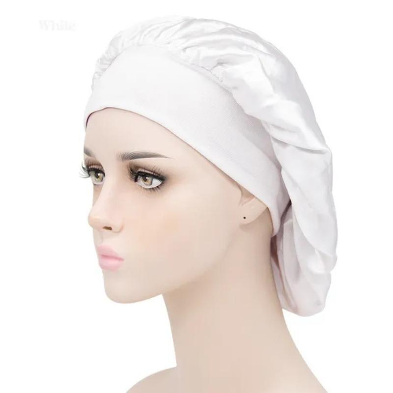 1pc Adjust Solid Satin Bonnet Hair Styling Cap Long Hair Care Women Night Sleep Hat Silk Head Wrap Shower Cap Hair Styling Tools