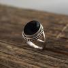 Pierścionek ze srebra próby 925, Pierścionek z owalnym kamieniem szlachetnym z czarnego onyksu, Ręcznie robiony pierścionek designerski, Pierścionek boho, Prezent dla niej, Prezent na rocznicę ślubu