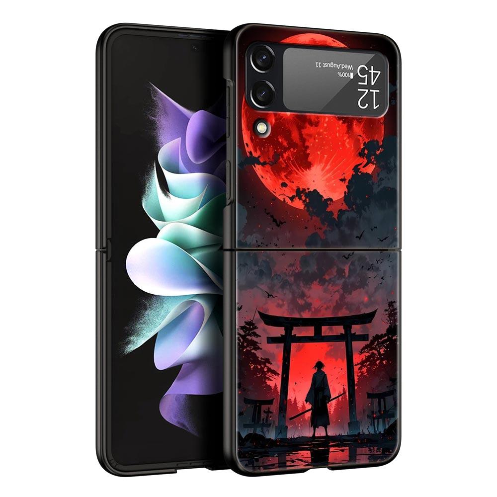 Phone Case for Samsung Galaxy Z Flip 3 4 5 6 7 Folding Shell For Samsung Z Flip4 Flip5 PC Hard Cover Japanese Bushido Samurai