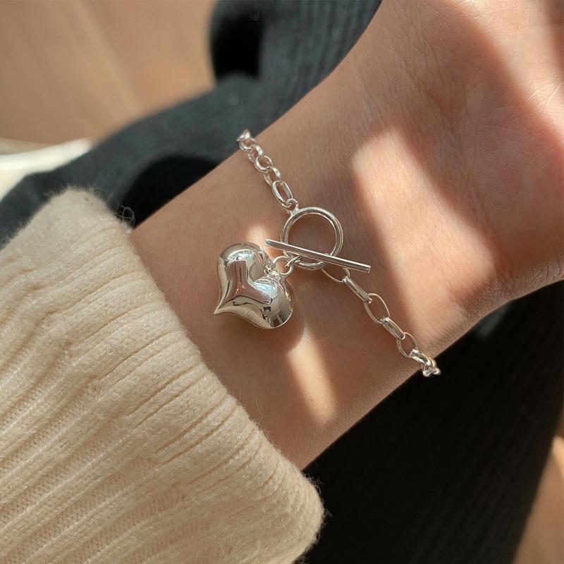 Ot Buckle Love Bracelet Female Personality Style Student Simple Niche Design Peach Heart Chain Girlfriend Chain