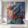 Mystical Dragon Temple Print Waterproof Shower Curtain for Bathroom, Fantasy Landscape Design High-End Toilet Partition Curtain