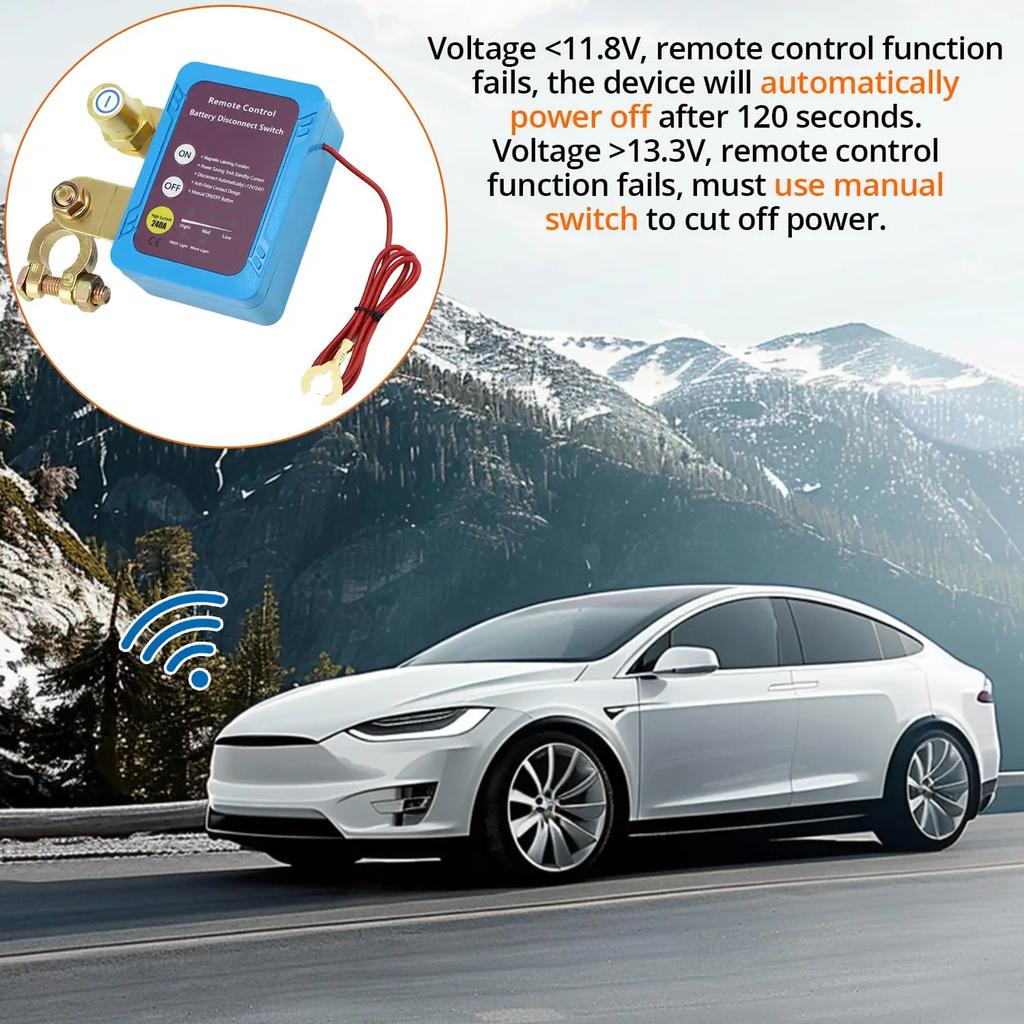 240A Kill Switch 12V Remote Battery Disconnect Switch with Led Voltage Display Automatic Power Shut Off Switch For Auto Battery