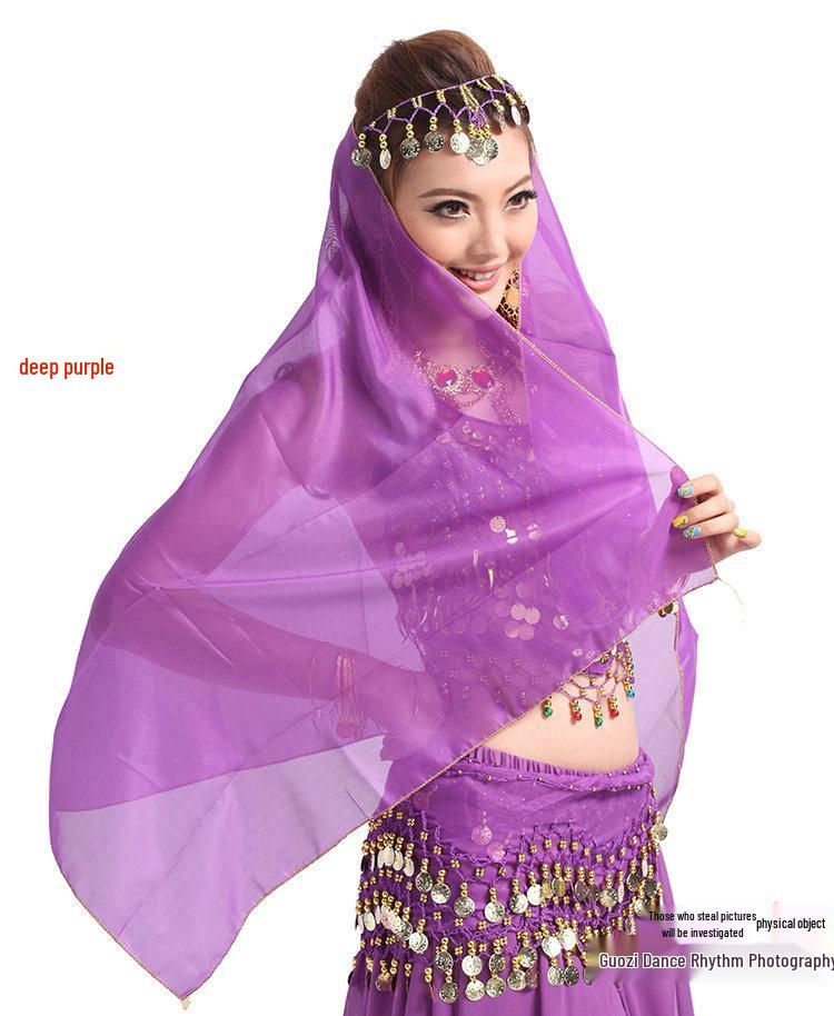 Belly Dance Performance Jewelry Set: Headdress, Veil, Necklace, Earrings, Head Chain, Ring, Bracelet