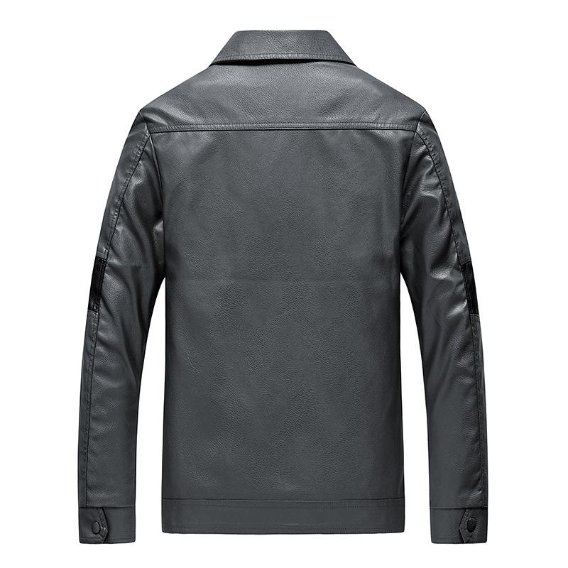 Men's Leather Jacket Korean Version of Trendy Casual Top Autumn and Winter New Lapel Color Matching Leather Jacket Men