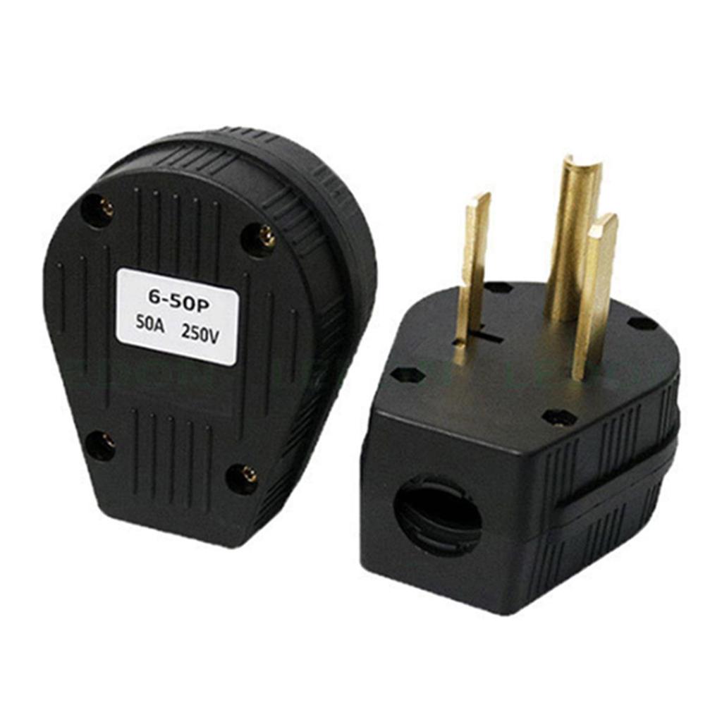American Standard NEMA6-50R 50A Three-Pin Industrial Plug for High Power Generators and Dryers