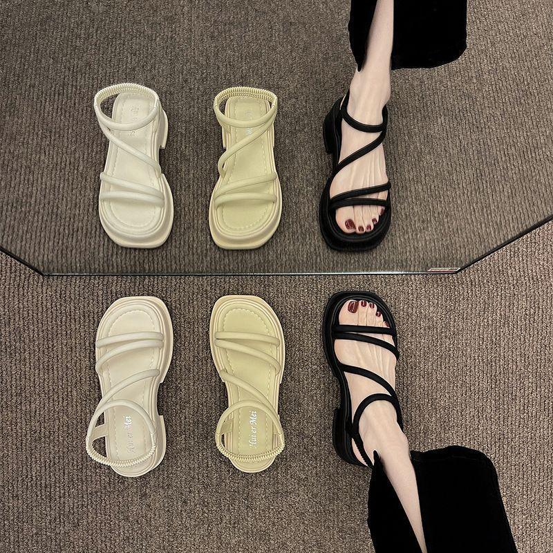 Super soft middle heel sandals women's summer new beach temperament versatile casual fashion Roman women's shoes