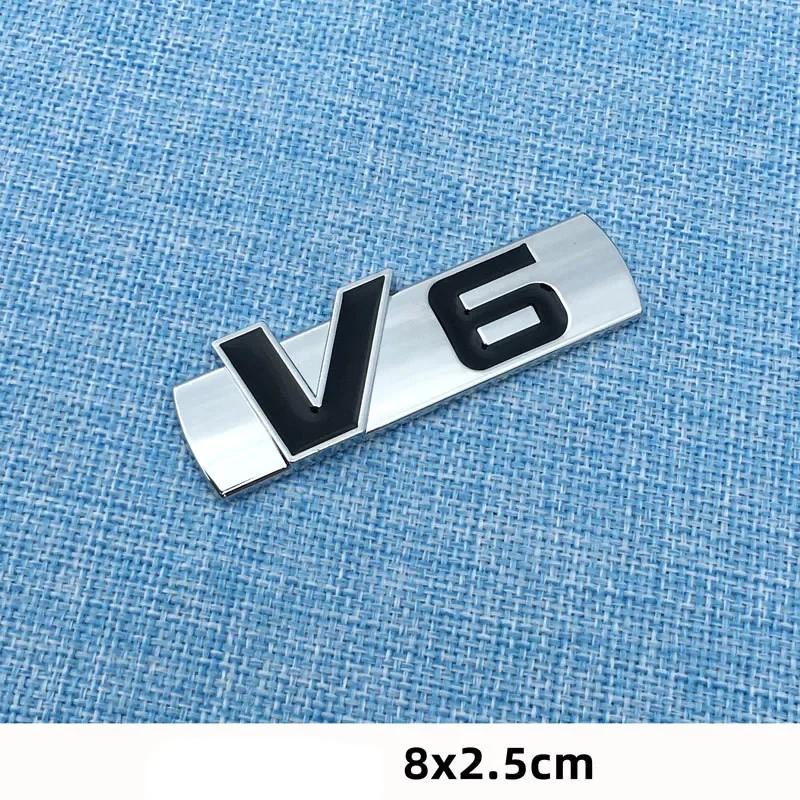 Car Styling Metal V6 Engine Logo Emblem Trunk Sport Turbo Auto Badge 3D Sticker Decal Accessories