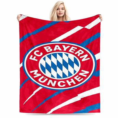 Bayern Munich Logo Red and Blue Flannel Blanket for Bedroom, Living Room, Sofa, and Nap