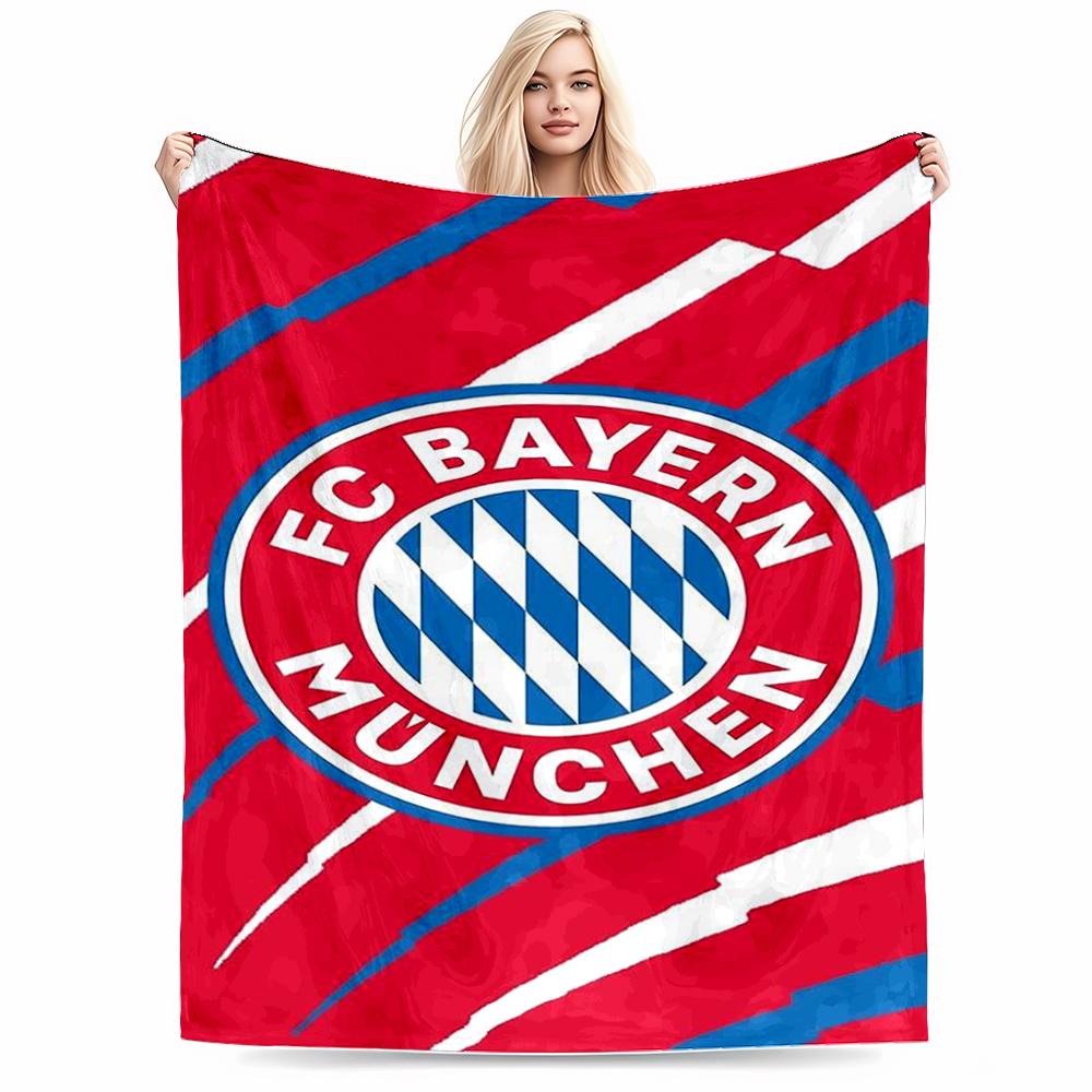Bayern Munich Logo Red and Blue Flannel blanket for bedroom, living room, sofa, and nap