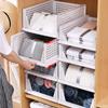 5 Pack Folding Closet Organizers Storage Box, Stackable Plastic Storage Basket, Closet Organizers and Storage Drawer Shelf Stora